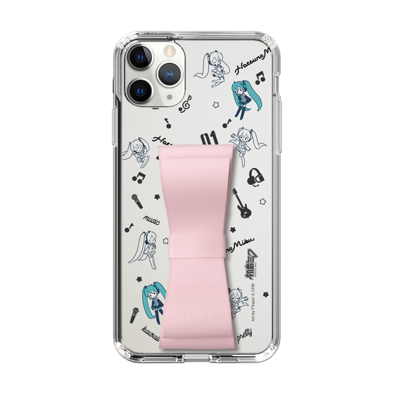 Slim Protection Case - STAND & RING RIBBON Sakura Pink［ HATSUNE MIKU - Ribbon - Instrumental - Monochrome ］