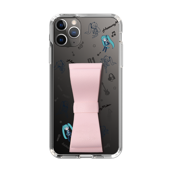 Slim Protection Case - STAND & RING RIBBON Sakura Pink［ HATSUNE MIKU - Ribbon - Instrumental - Monochrome ］