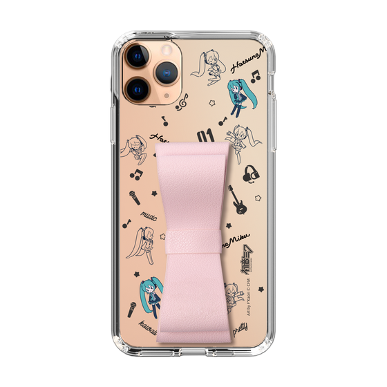 Slim Protection Case - STAND & RING RIBBON Sakura Pink［ HATSUNE MIKU - Ribbon - Instrumental - Monochrome ］