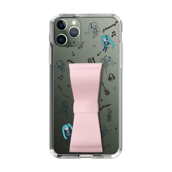 Slim Protection Case - STAND & RING RIBBON Sakura Pink［ HATSUNE MIKU - Ribbon - Instrumental - Monochrome ］