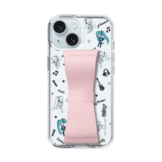 Slim Protection Case - STAND & RING RIBBON Sakura Pink［ HATSUNE MIKU - Ribbon - Instrumental - Monochrome ］