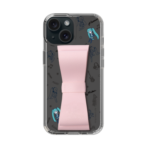 Slim Protection Case - STAND & RING RIBBON Sakura Pink［ HATSUNE MIKU - Ribbon - Instrumental - Monochrome ］