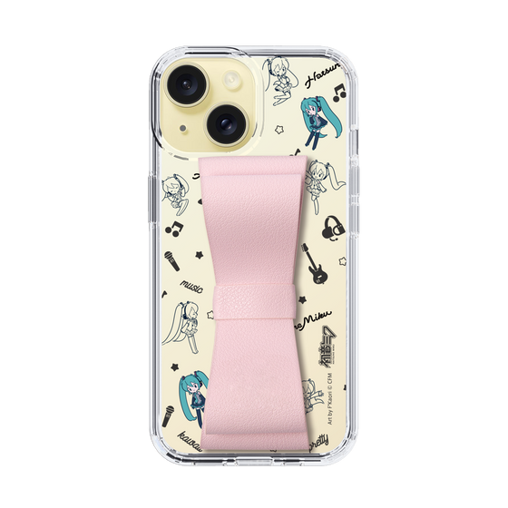 Slim Protection Case - STAND & RING RIBBON Sakura Pink［ HATSUNE MIKU - Ribbon - Instrumental - Monochrome ］