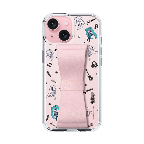Slim Protection Case - STAND & RING RIBBON Sakura Pink［ HATSUNE MIKU - Ribbon - Instrumental - Monochrome ］