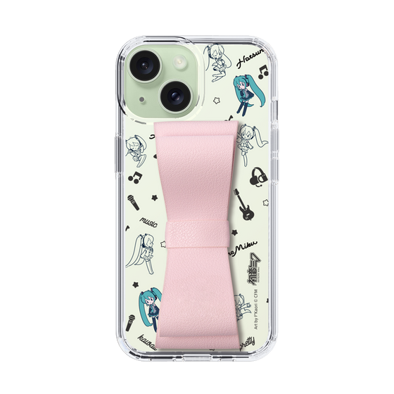 Slim Protection Case - STAND & RING RIBBON Sakura Pink［ HATSUNE MIKU - Ribbon - Instrumental - Monochrome ］