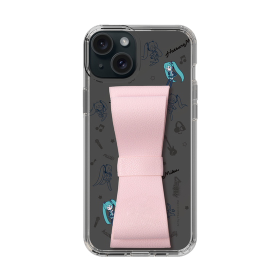 Slim Protection Case - STAND & RING RIBBON Sakura Pink［ HATSUNE MIKU - Ribbon - Instrumental - Monochrome ］