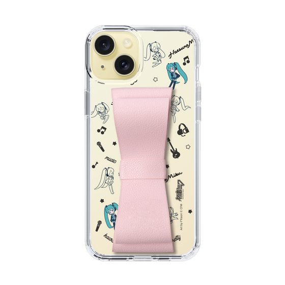 Slim Protection Case - STAND & RING RIBBON Sakura Pink［ HATSUNE MIKU - Ribbon - Instrumental - Monochrome ］