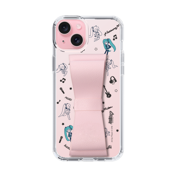 Slim Protection Case - STAND & RING RIBBON Sakura Pink［ HATSUNE MIKU - Ribbon - Instrumental - Monochrome ］