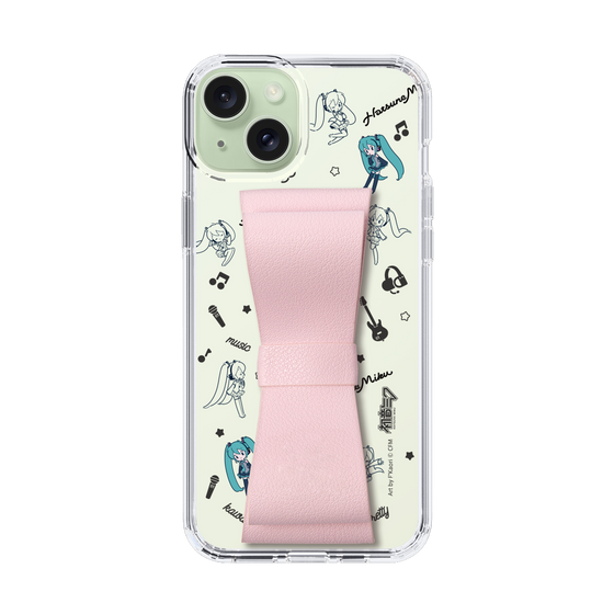 Slim Protection Case - STAND & RING RIBBON Sakura Pink［ HATSUNE MIKU - Ribbon - Instrumental - Monochrome ］