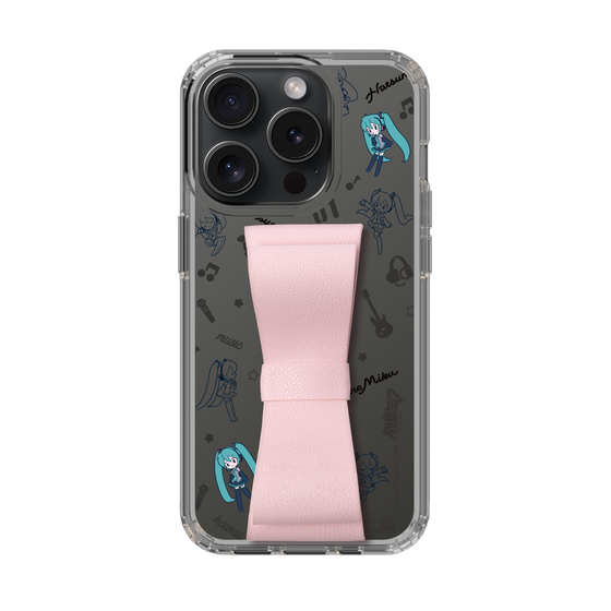 Slim Protection Case - STAND & RING RIBBON Sakura Pink［ HATSUNE MIKU - Ribbon - Instrumental - Monochrome ］