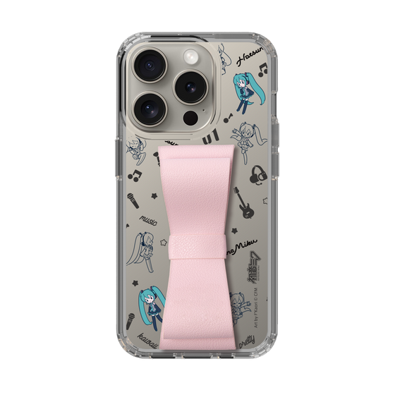 Slim Protection Case - STAND & RING RIBBON Sakura Pink［ HATSUNE MIKU - Ribbon - Instrumental - Monochrome ］