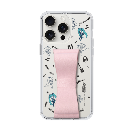 Slim Protection Case - STAND & RING RIBBON Sakura Pink［ HATSUNE MIKU - Ribbon - Instrumental - Monochrome ］
