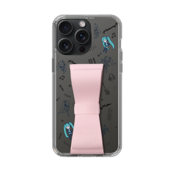 Slim Protection Case - STAND & RING RIBBON Sakura Pink［ HATSUNE MIKU - Ribbon - Instrumental - Monochrome ］