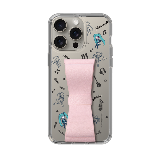 Slim Protection Case - STAND & RING RIBBON Sakura Pink［ HATSUNE MIKU - Ribbon - Instrumental - Monochrome ］