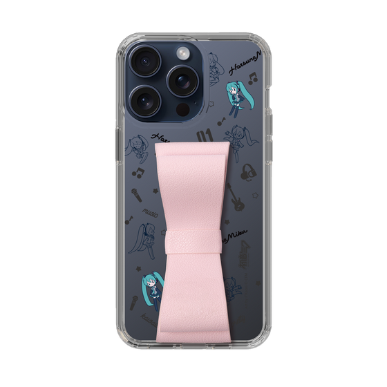 Slim Protection Case - STAND & RING RIBBON Sakura Pink［ HATSUNE MIKU - Ribbon - Instrumental - Monochrome ］