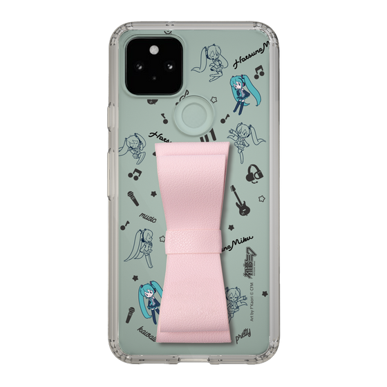 Slim Protection Case - STAND & RING RIBBON Sakura Pink［ HATSUNE MIKU - Ribbon - Instrumental - Monochrome ］