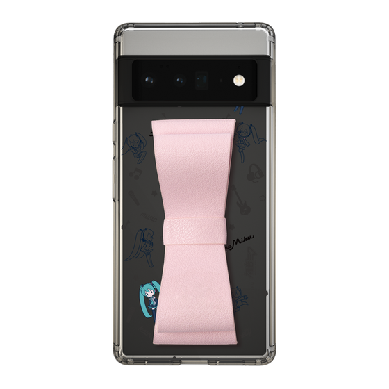 Slim Protection Case - STAND & RING RIBBON Sakura Pink［ HATSUNE MIKU - Ribbon - Instrumental - Monochrome ］