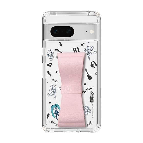 Slim Protection Case - STAND & RING RIBBON Sakura Pink［ HATSUNE MIKU - Ribbon - Instrumental - Monochrome ］