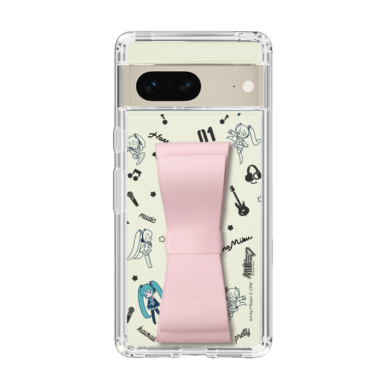 Slim Protection Case - STAND & RING RIBBON Sakura Pink［ HATSUNE MIKU - Ribbon - Instrumental - Monochrome ］