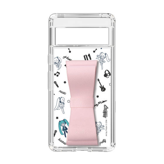 Slim Protection Case - STAND & RING RIBBON Sakura Pink［ HATSUNE MIKU - Ribbon - Instrumental - Monochrome ］