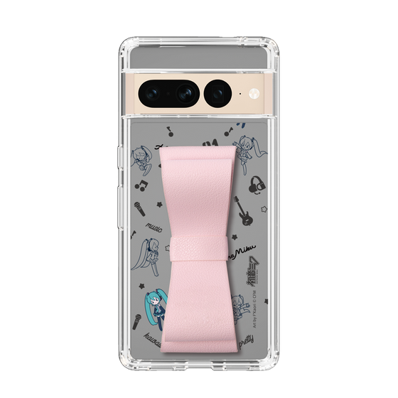 Slim Protection Case - STAND & RING RIBBON Sakura Pink［ HATSUNE MIKU - Ribbon - Instrumental - Monochrome ］