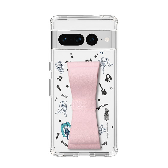 Slim Protection Case - STAND & RING RIBBON Sakura Pink［ HATSUNE MIKU - Ribbon - Instrumental - Monochrome ］