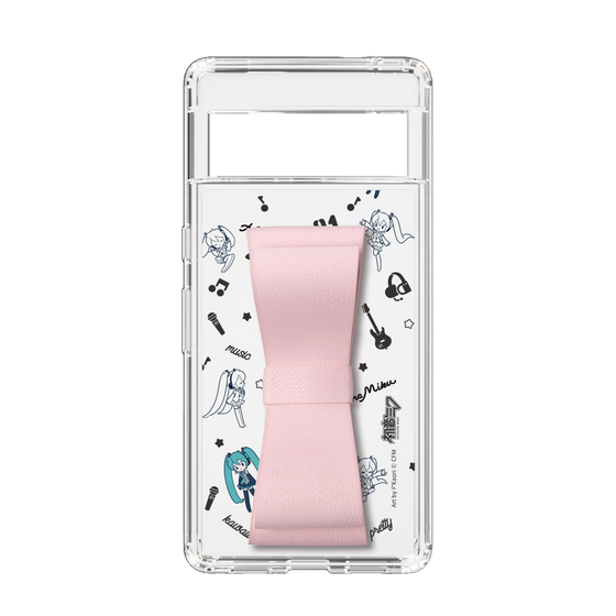Slim Protection Case - STAND & RING RIBBON Sakura Pink［ HATSUNE MIKU - Ribbon - Instrumental - Monochrome ］