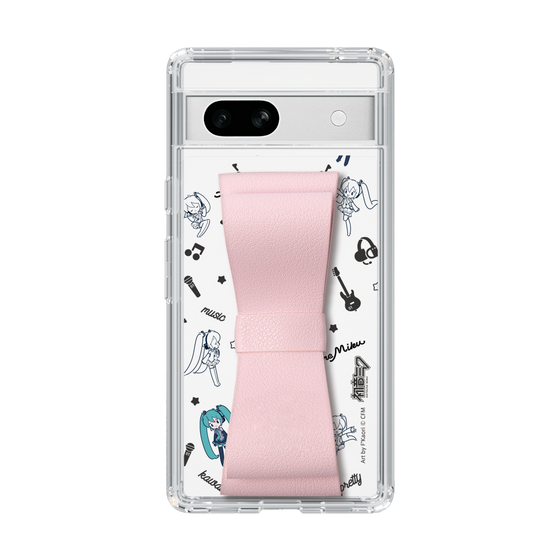 Slim Protection Case - STAND & RING RIBBON Sakura Pink［ HATSUNE MIKU - Ribbon - Instrumental - Monochrome ］
