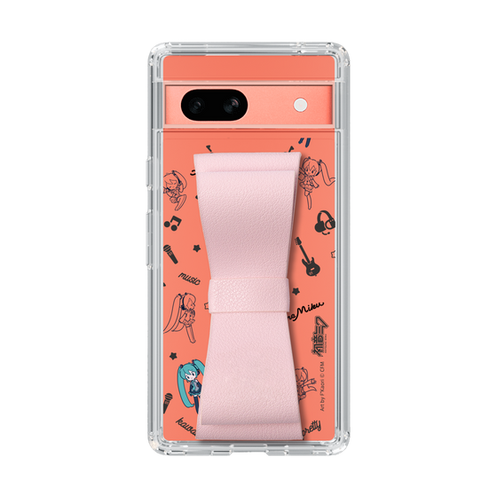 Slim Protection Case - STAND & RING RIBBON Sakura Pink［ HATSUNE MIKU - Ribbon - Instrumental - Monochrome ］