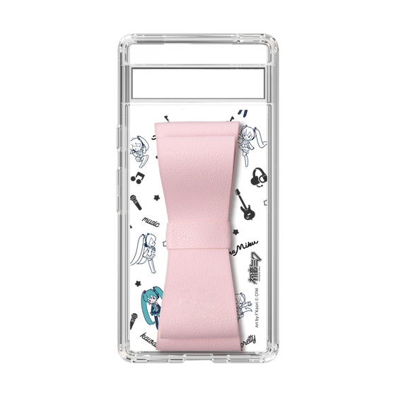 Slim Protection Case - STAND & RING RIBBON Sakura Pink［ HATSUNE MIKU - Ribbon - Instrumental - Monochrome ］