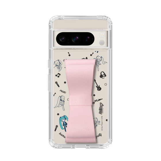 Slim Protection Case - STAND & RING RIBBON Sakura Pink［ HATSUNE MIKU - Ribbon - Instrumental - Monochrome ］