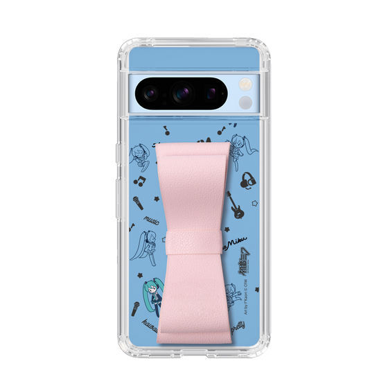 Slim Protection Case - STAND & RING RIBBON Sakura Pink［ HATSUNE MIKU - Ribbon - Instrumental - Monochrome ］