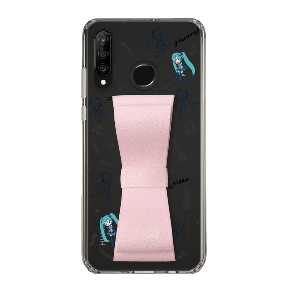 Slim Protection Case - STAND & RING RIBBON Sakura Pink［ HATSUNE MIKU - Ribbon - Instrumental - Monochrome ］