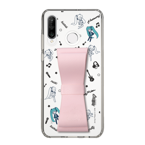 Slim Protection Case - STAND & RING RIBBON Sakura Pink［ HATSUNE MIKU - Ribbon - Instrumental - Monochrome ］