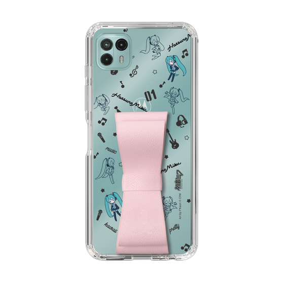 Slim Protection Case - STAND & RING RIBBON Sakura Pink［ HATSUNE MIKU - Ribbon - Instrumental - Monochrome ］