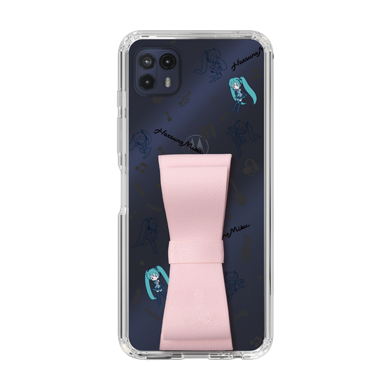 Slim Protection Case - STAND & RING RIBBON Sakura Pink［ HATSUNE MIKU - Ribbon - Instrumental - Monochrome ］