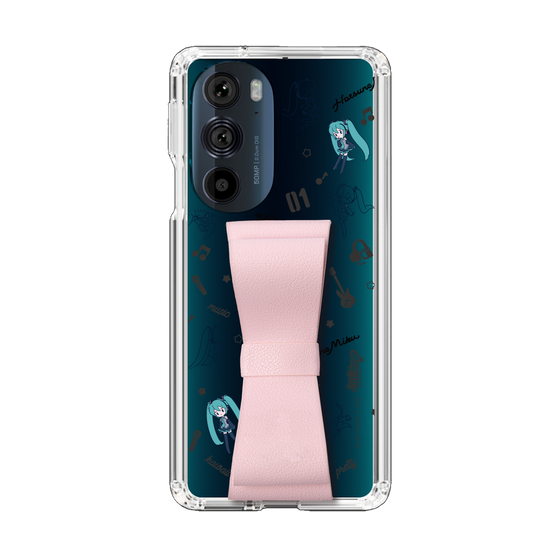 Slim Protection Case - STAND & RING RIBBON Sakura Pink［ HATSUNE MIKU - Ribbon - Instrumental - Monochrome ］