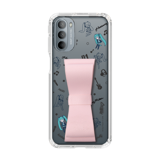 Slim Protection Case - STAND & RING RIBBON Sakura Pink［ HATSUNE MIKU - Ribbon - Instrumental - Monochrome ］