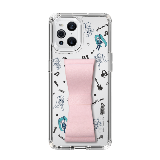 Slim Protection Case - STAND & RING RIBBON Sakura Pink［ HATSUNE MIKU - Ribbon - Instrumental - Monochrome ］