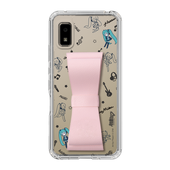 Slim Protection Case - STAND & RING RIBBON Sakura Pink［ HATSUNE MIKU - Ribbon - Instrumental - Monochrome ］
