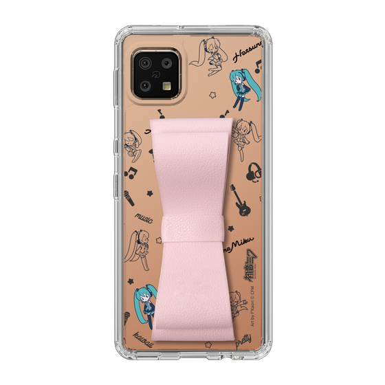 Slim Protection Case - STAND & RING RIBBON Sakura Pink［ HATSUNE MIKU - Ribbon - Instrumental - Monochrome ］