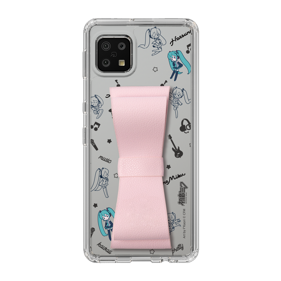 Slim Protection Case - STAND & RING RIBBON Sakura Pink［ HATSUNE MIKU - Ribbon - Instrumental - Monochrome ］