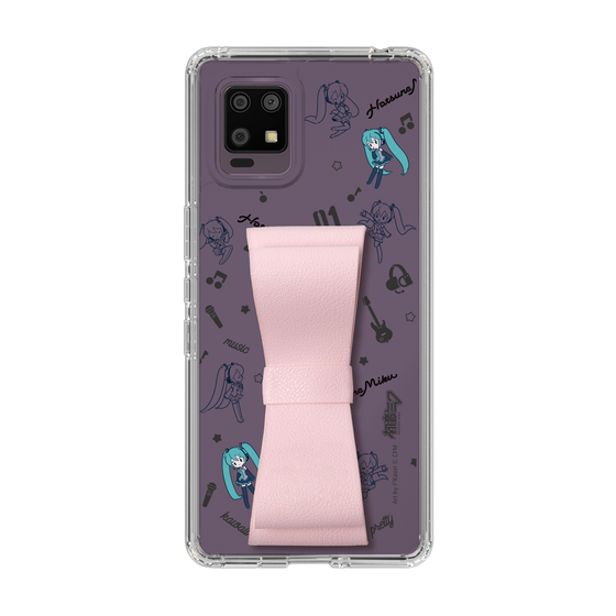 Slim Protection Case - STAND & RING RIBBON Sakura Pink［ HATSUNE MIKU - Ribbon - Instrumental - Monochrome ］