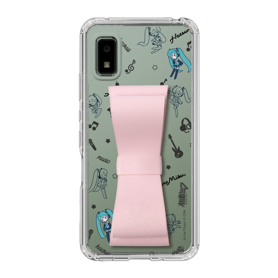Slim Protection Case - STAND & RING RIBBON Sakura Pink［ HATSUNE MIKU - Ribbon - Instrumental - Monochrome ］