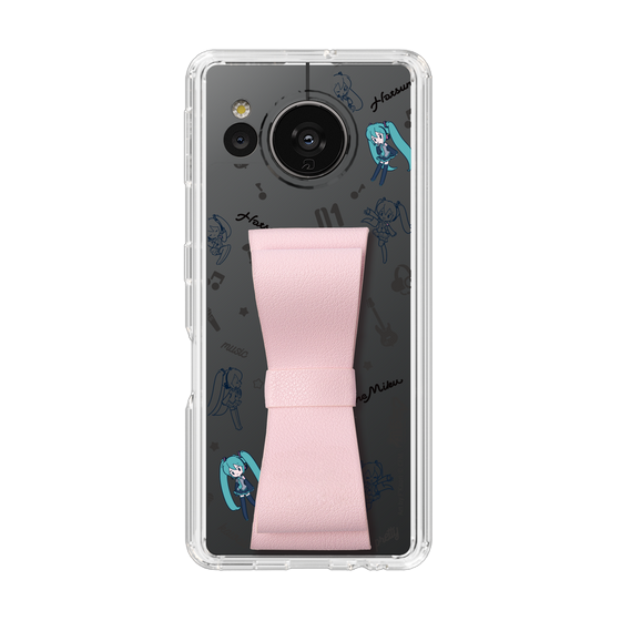 Slim Protection Case - STAND & RING RIBBON Sakura Pink［ HATSUNE MIKU - Ribbon - Instrumental - Monochrome ］