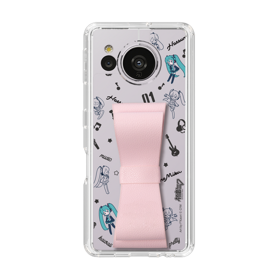 Slim Protection Case - STAND & RING RIBBON Sakura Pink［ HATSUNE MIKU - Ribbon - Instrumental - Monochrome ］