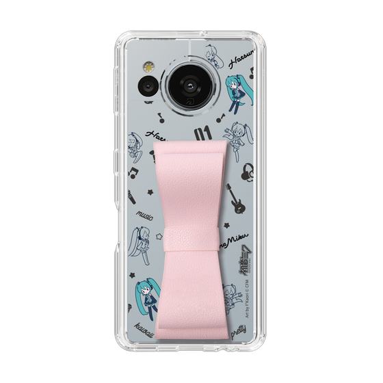 Slim Protection Case - STAND & RING RIBBON Sakura Pink［ HATSUNE MIKU - Ribbon - Instrumental - Monochrome ］