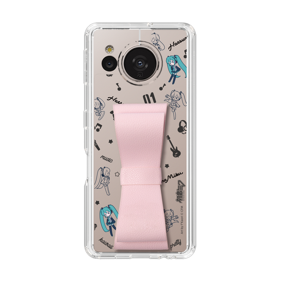Slim Protection Case - STAND & RING RIBBON Sakura Pink［ HATSUNE MIKU - Ribbon - Instrumental - Monochrome ］