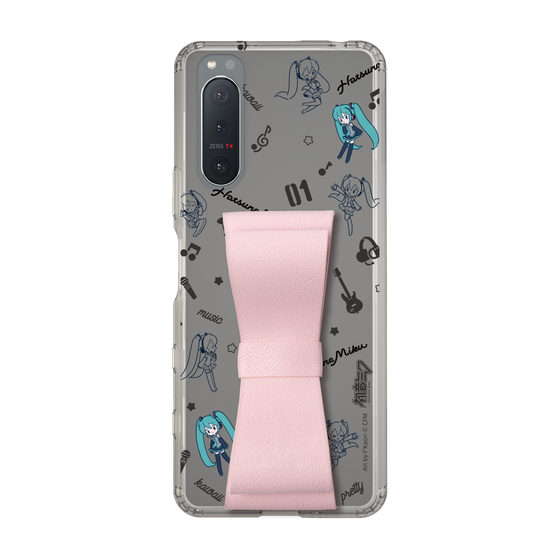 Slim Protection Case - STAND & RING RIBBON Sakura Pink［ HATSUNE MIKU - Ribbon - Instrumental - Monochrome ］