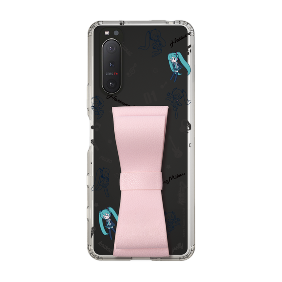 Slim Protection Case - STAND & RING RIBBON Sakura Pink［ HATSUNE MIKU - Ribbon - Instrumental - Monochrome ］